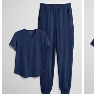 Med Couture Touch Stretch V-Neck Jogger Scrub Set Navy size Small
